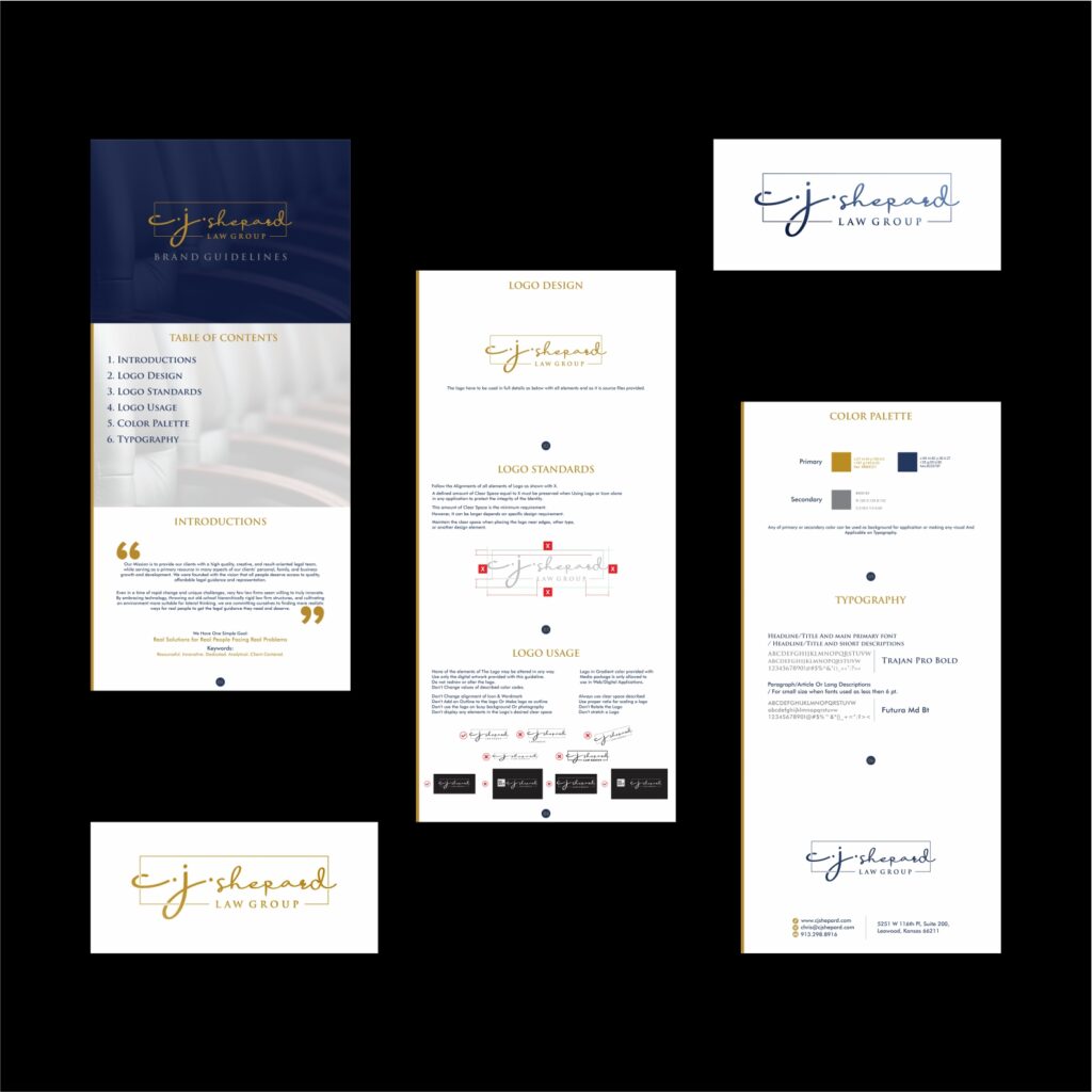 Portfolio: C.J. Shepard Law Group - branding - Brand Guideline - Logo design - Identity Design - Stationary Design