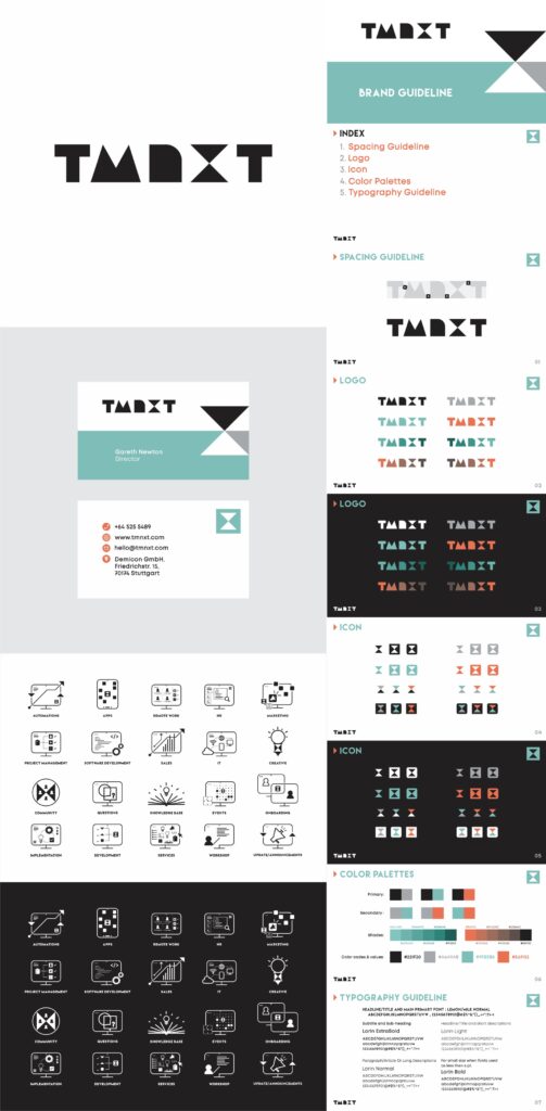 Portfolio: Tmnxt - branding - Brand Guideline - Logo design - Identity Design - Stationary Design - Icon Design - Business Card Design